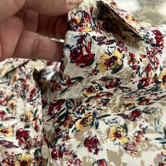 Beachlunchlounge Collection Womens Floral Long Sleeve Collared Button Up Top L - Picture 13 of 13